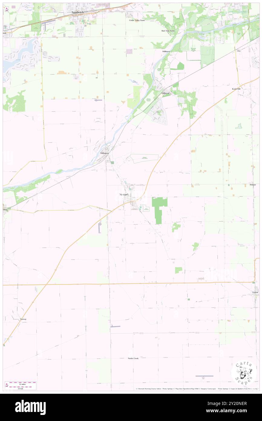 Newark, Rock County, USA, USA, Wisconsin, n 42 32' 32'', S 89 13' 39'', Karte, Cartascapes Map, veröffentlicht 2024. Erkunden Sie Cartascapes, eine Karte, die die vielfältigen Landschaften, Kulturen und Ökosysteme der Erde enthüllt. Reisen Sie durch Zeit und Raum und entdecken Sie die Verflechtungen der Vergangenheit, Gegenwart und Zukunft unseres Planeten. Stockfoto