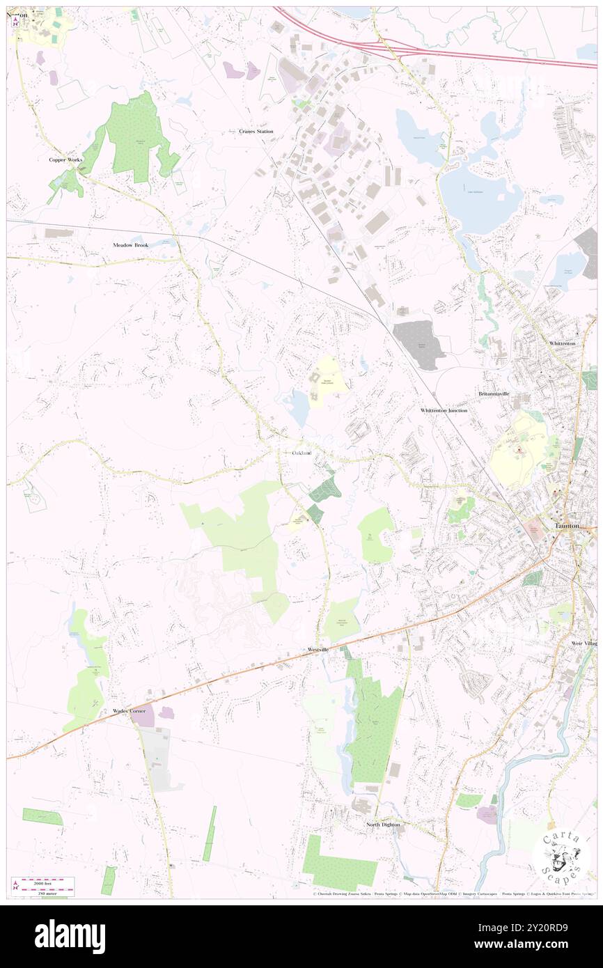 Oakland, Bristol County, USA, USA, Massachusetts, n 41 54' 40''', S 71 8' 18'', Karte, Cartascapes Map, veröffentlicht 2024. Erkunden Sie Cartascapes, eine Karte, die die vielfältigen Landschaften, Kulturen und Ökosysteme der Erde enthüllt. Reisen Sie durch Zeit und Raum und entdecken Sie die Verflechtungen der Vergangenheit, Gegenwart und Zukunft unseres Planeten. Stockfoto