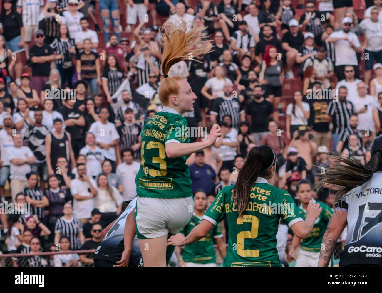 Sao Paulo, Sao Paulo, Brasilien. September 2024. Sao Paulo (SP), 08/2024 Ã¢â‚¬' SOCCER/BRAZILIAN/WOMEN/CORINTHIANS/PALMEIRAS/SP - PALMEIRAS-Spieler Pati Maldaner im Halbfinale der brasilianischen Frauenmeisterschaft 2024 im Stadion Caninde am 8. September 2024. (Kreditbild: © Tomze Fonseca/TheNEWS2 via ZUMA Press Wire) NUR REDAKTIONELLE VERWENDUNG! Nicht für kommerzielle ZWECKE! Stockfoto