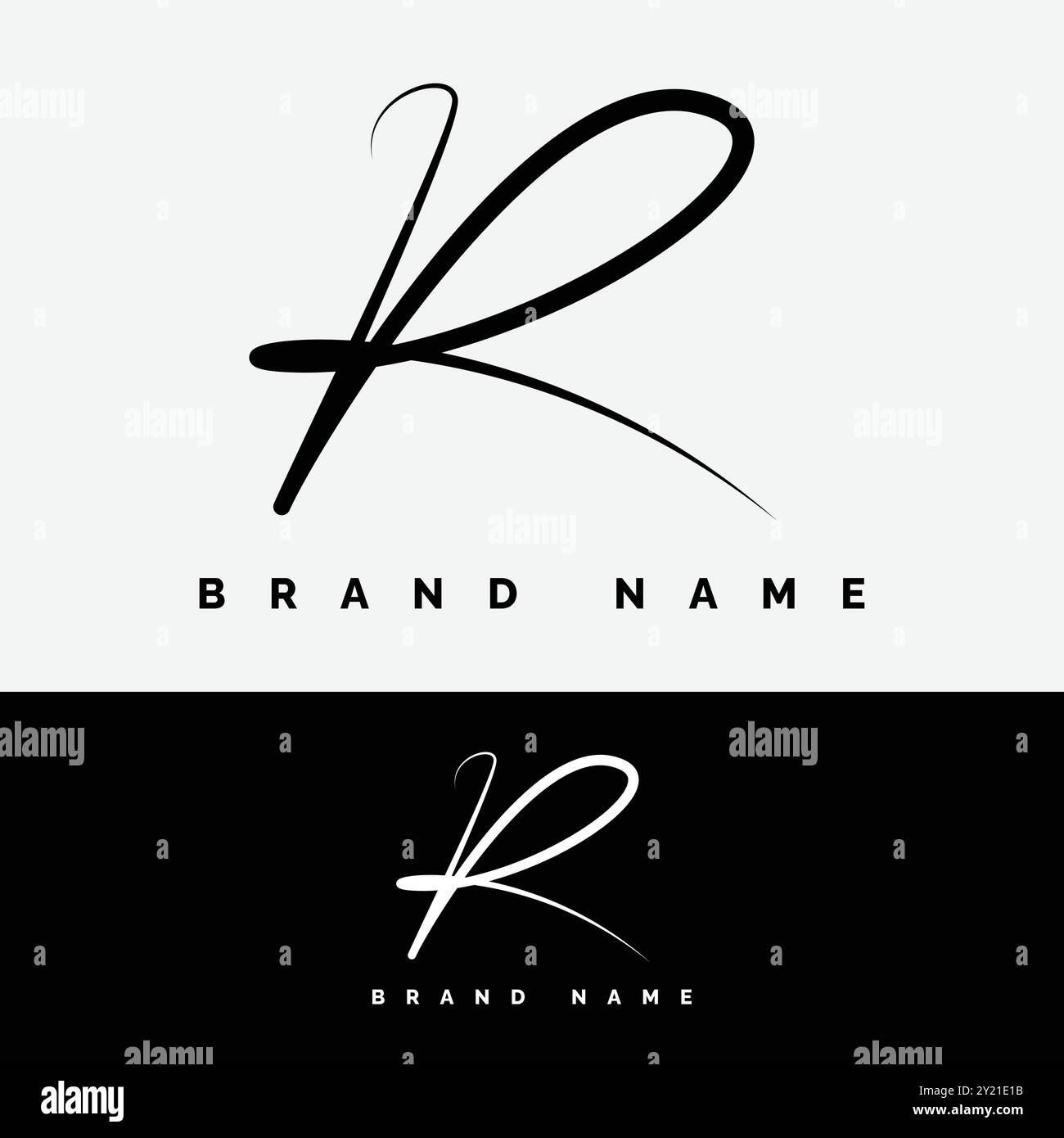 Buchstabe R Signature Logo – Anfangsbuchstabe für R – handgeschriebenes R-Logo Stock Vektor