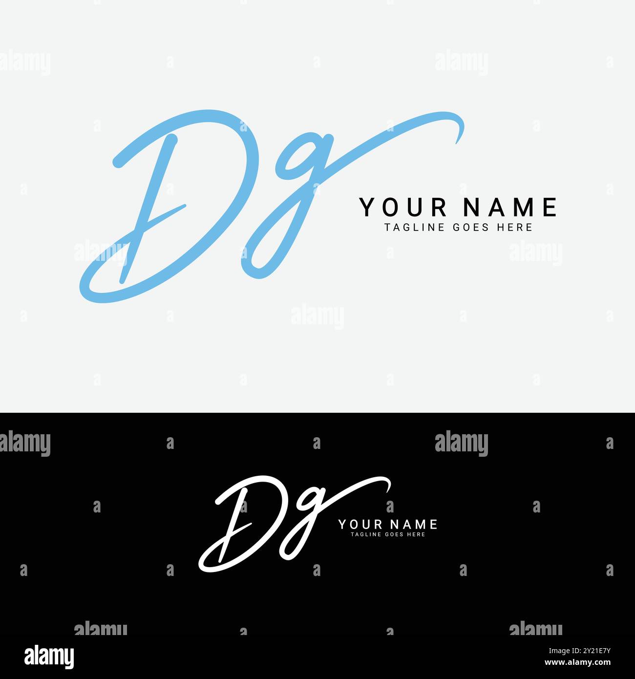 D, G, GD Initial Letter Logo. Alphabet DG handgeschriebenes Signature-Logo Stock Vektor