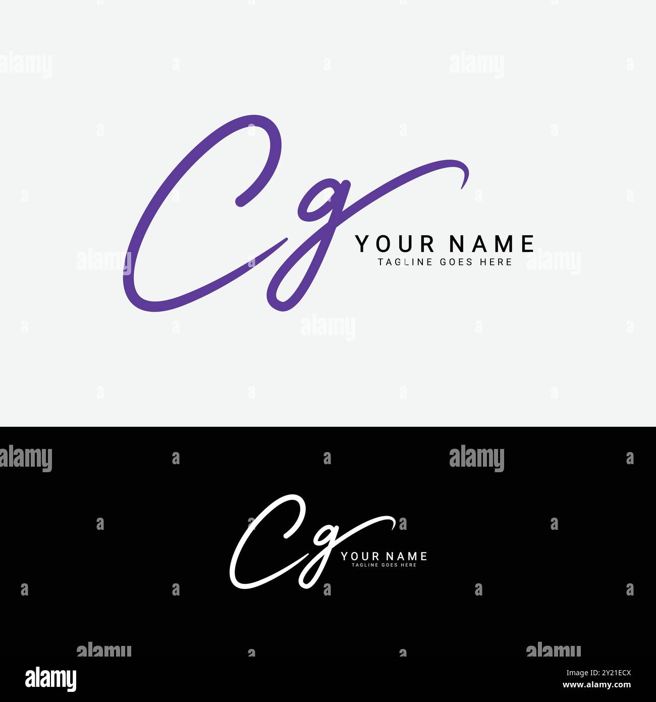 C, G, CG Anfangsbuchstabe Logo. Handgeschriebenes CG-Logo mit Alphabet Stock Vektor