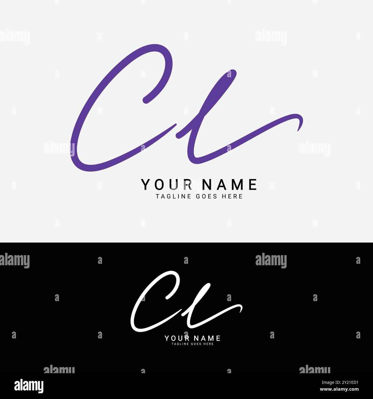 C, L, CL Anfangsbuchstabe Logo. Handgeschriebenes Signature-Logo mit Buchstabe CL Stock Vektor