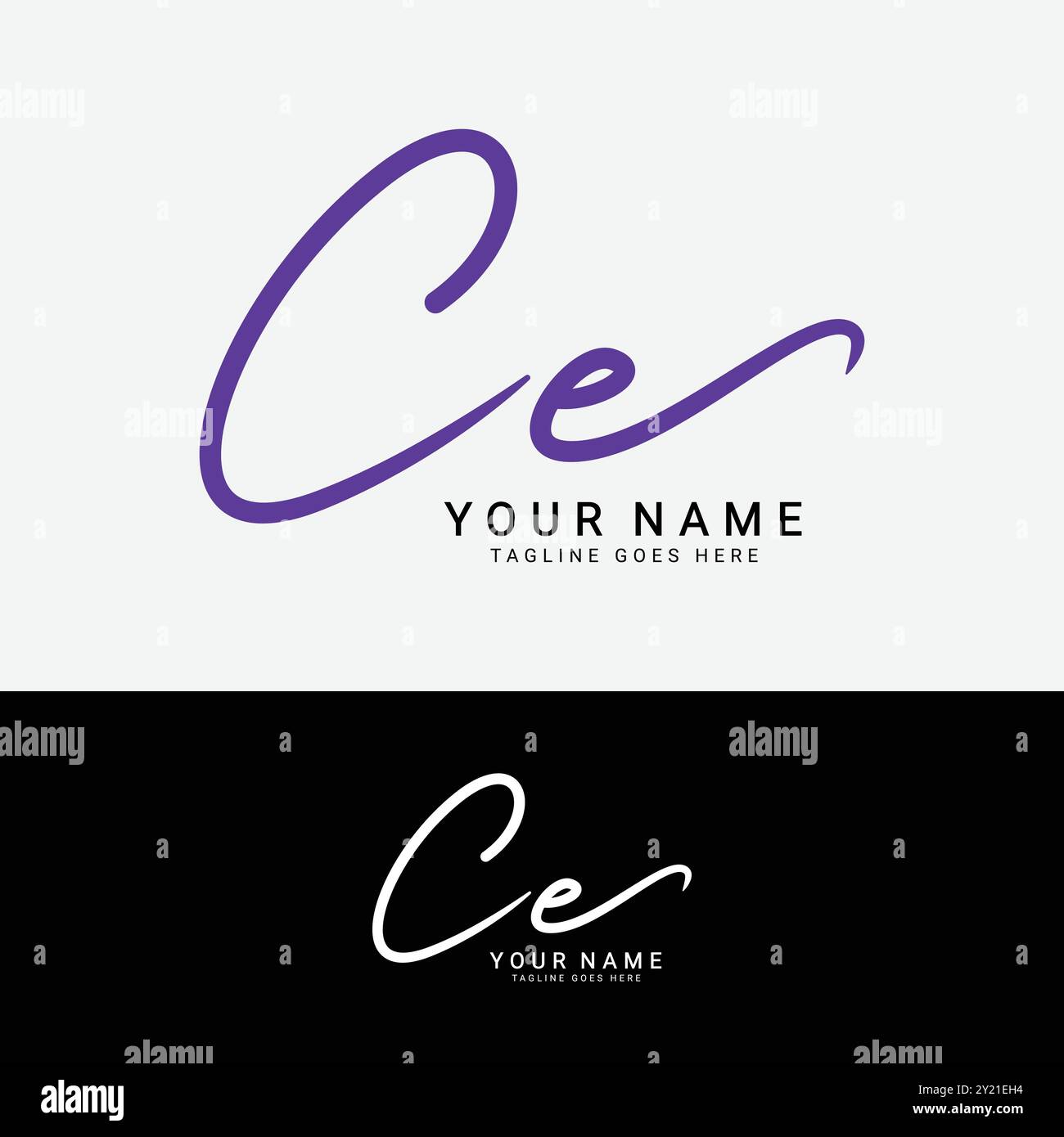 C, E, CE Anfangsbuchstabe Logo. Handgeschriebenes Logo mit CE-Schriftzug Stock Vektor