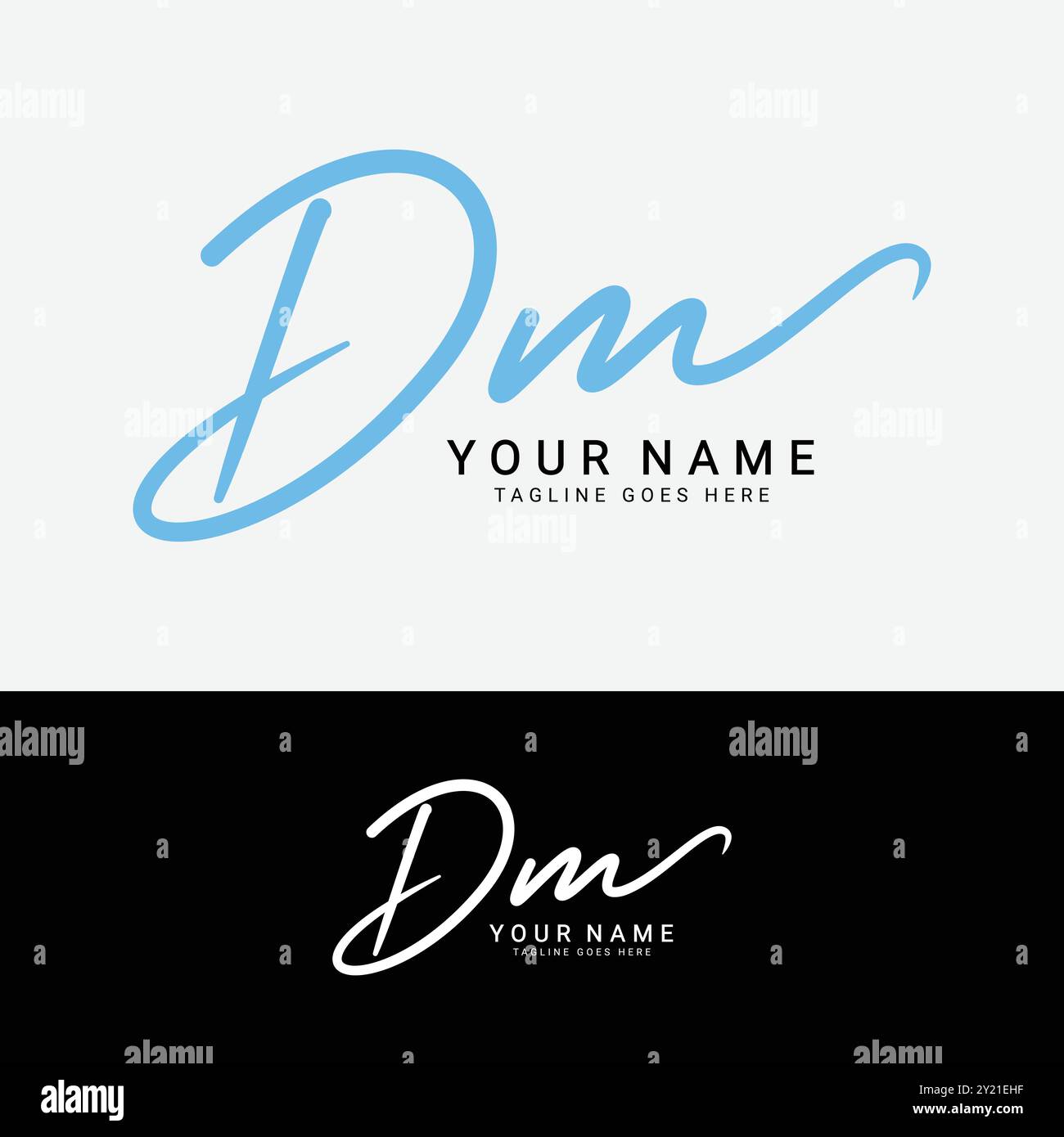 D, M, DM-Anfangsbuchstabe. Handgeschriebenes DM-Signatur-Logo mit Alphabet Stock Vektor