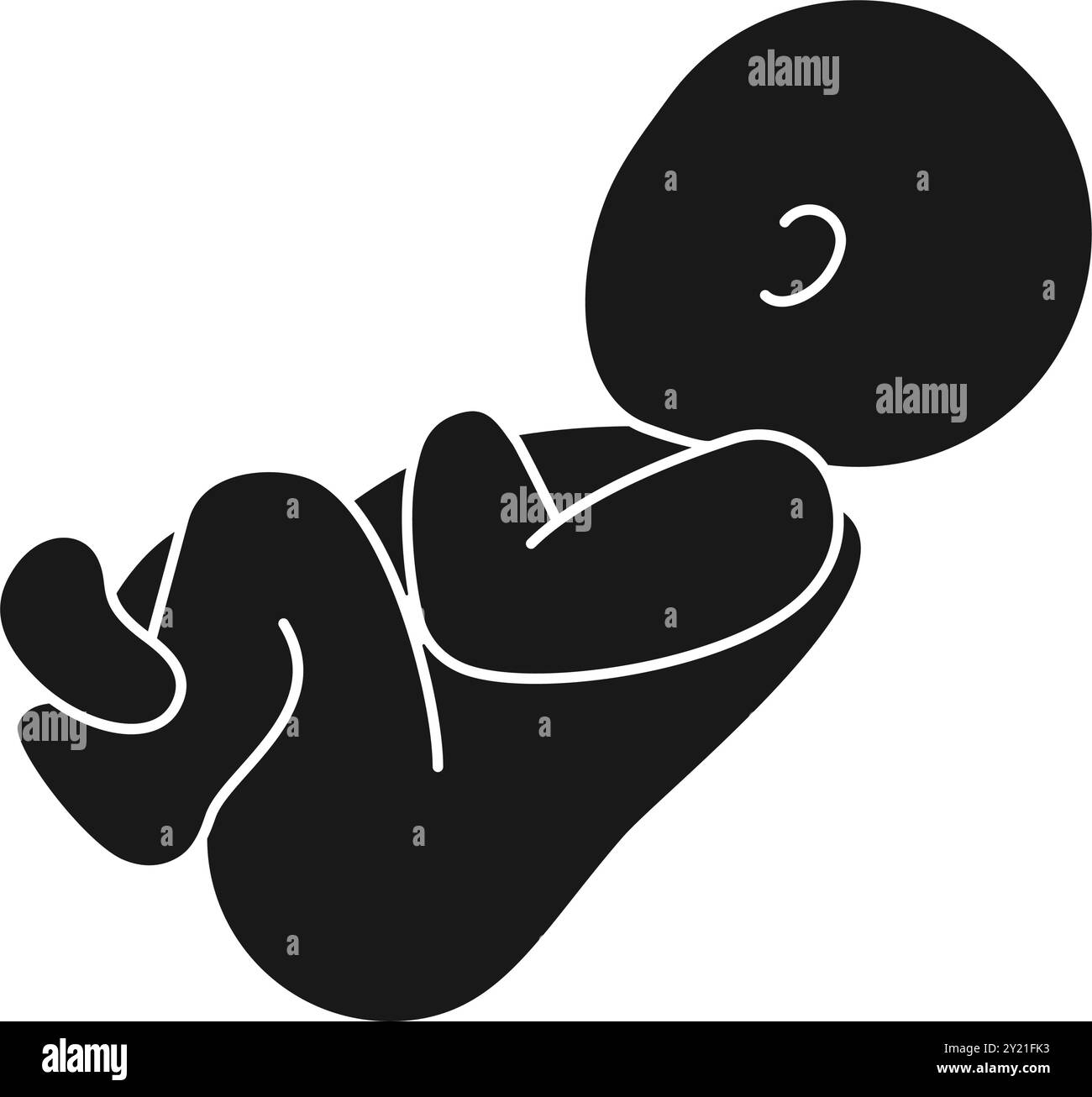 Schwarzes Füllsymbol Zeichnung eines im Vektor eingerollten Babys Stock Vektor