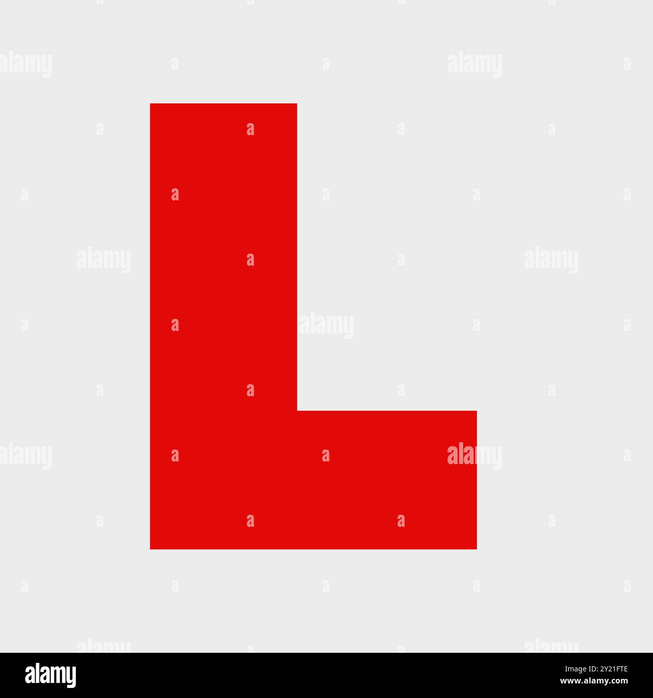 Rotes und weißes L-Schild für den Fahrer, das in den USA und Großbritannien für neue Fahrer auf ihrem Fahrzeugvektor verwendet wird Stock Vektor