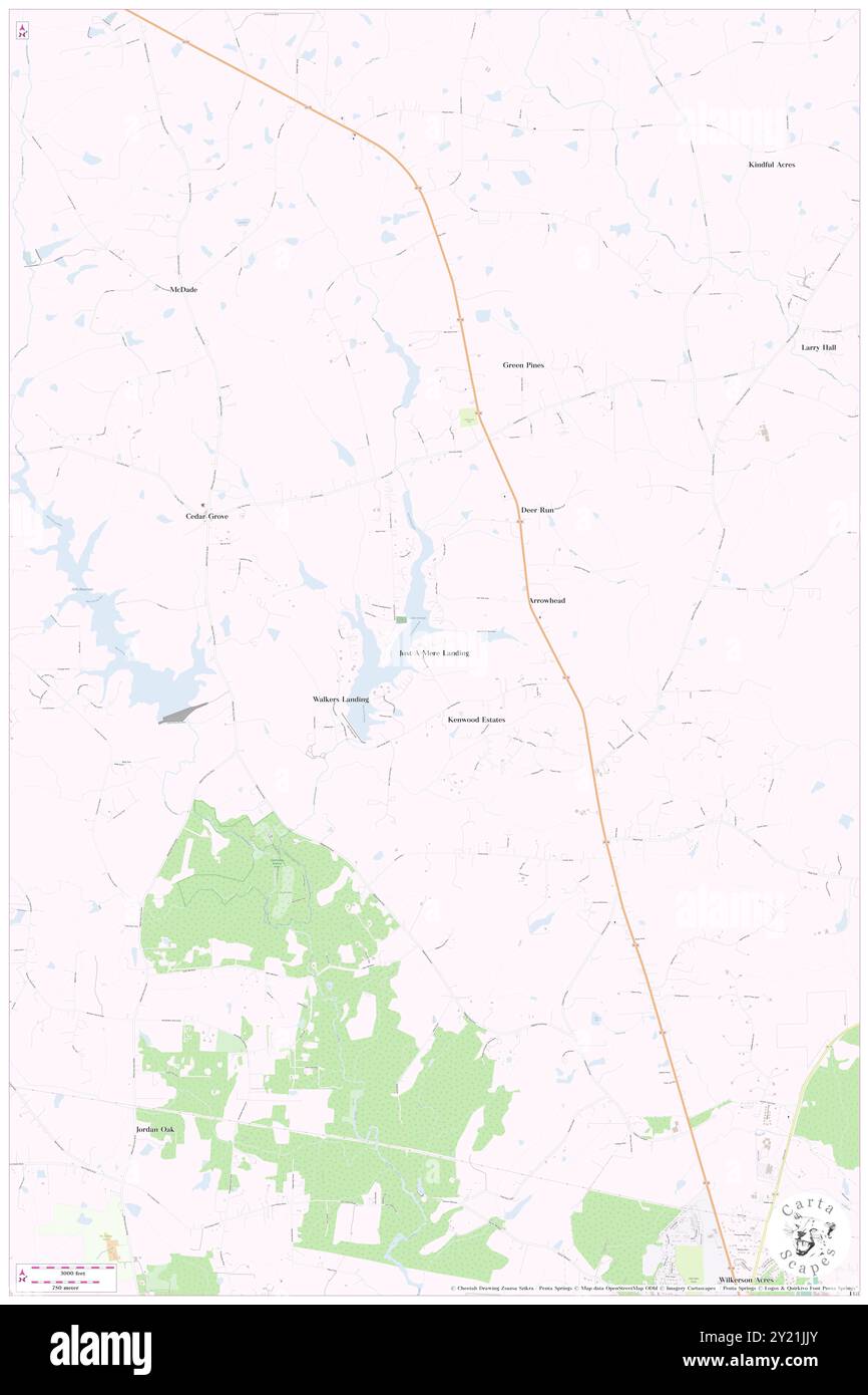 Just-A-Mere Landing, Orange County, USA, USA, North Carolina, n 36 9' 16'', S 79 8' 27'', Karte, Cartascapes Map, veröffentlicht 2024. Erkunden Sie Cartascapes, eine Karte, die die vielfältigen Landschaften, Kulturen und Ökosysteme der Erde enthüllt. Reisen Sie durch Zeit und Raum und entdecken Sie die Verflechtungen der Vergangenheit, Gegenwart und Zukunft unseres Planeten. Stockfoto