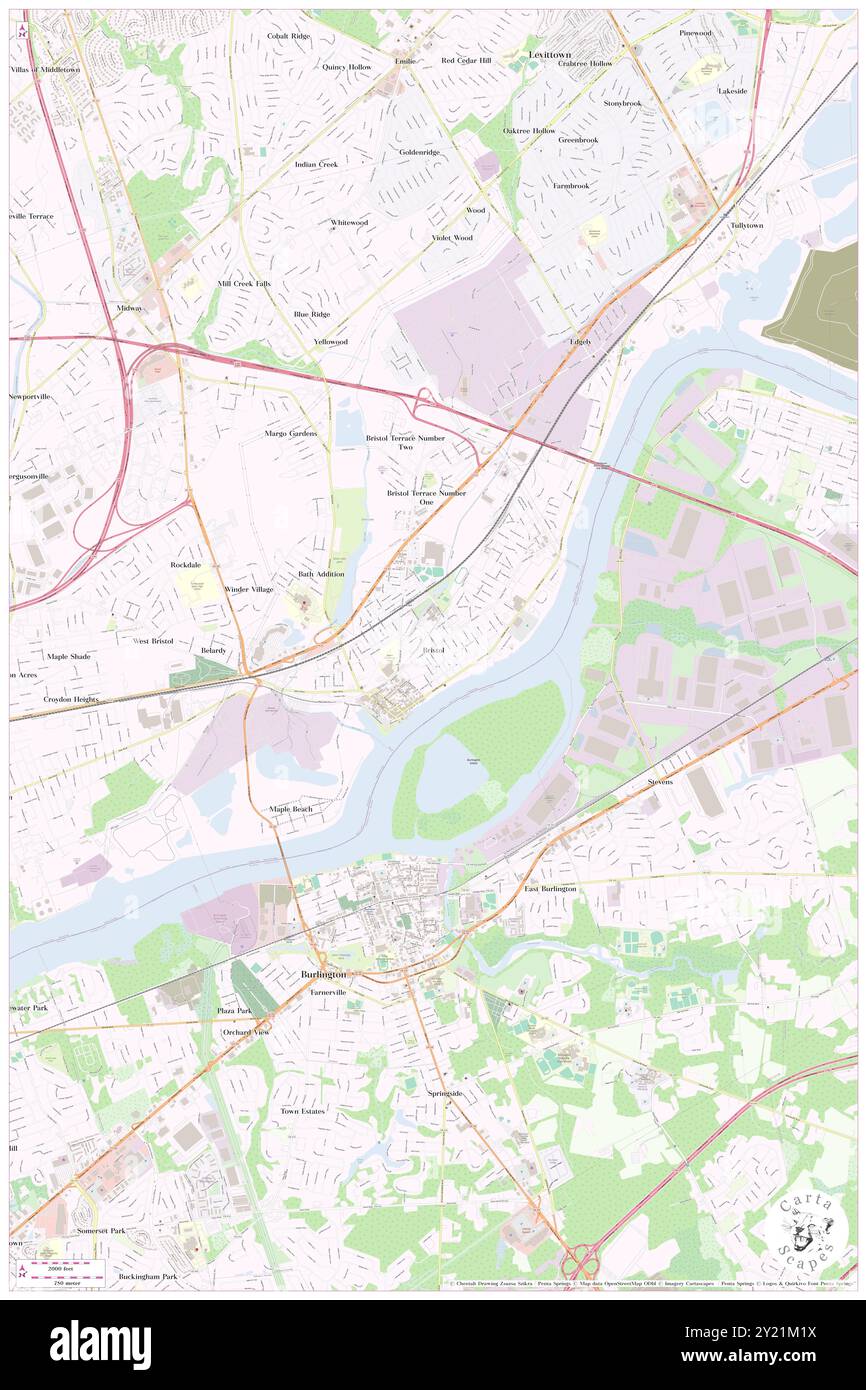 Bristol, Bucks County, USA, USA, Pennsylvania, n 40 6' 2'', S 74 51' 6'', Karte, Cartascapes Map, veröffentlicht 2024. Erkunden Sie Cartascapes, eine Karte, die die vielfältigen Landschaften, Kulturen und Ökosysteme der Erde enthüllt. Reisen Sie durch Zeit und Raum und entdecken Sie die Verflechtungen der Vergangenheit, Gegenwart und Zukunft unseres Planeten. Stockfoto