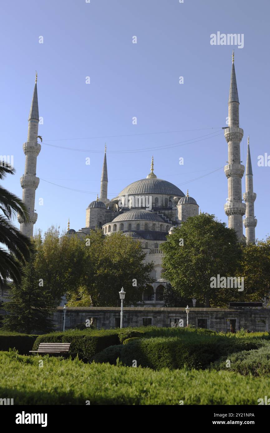 Blaue Moschee in Istanbul, klarer Himmel Stockfoto
