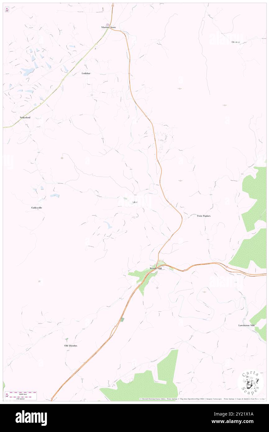 Adial, Nelson County, USA, USA, Virginia, n 37 51' 53'', S 78 49' 49'', Karte, Cartascapes Map, veröffentlicht 2024. Erkunden Sie Cartascapes, eine Karte, die die vielfältigen Landschaften, Kulturen und Ökosysteme der Erde enthüllt. Reisen Sie durch Zeit und Raum und entdecken Sie die Verflechtungen der Vergangenheit, Gegenwart und Zukunft unseres Planeten. Stockfoto