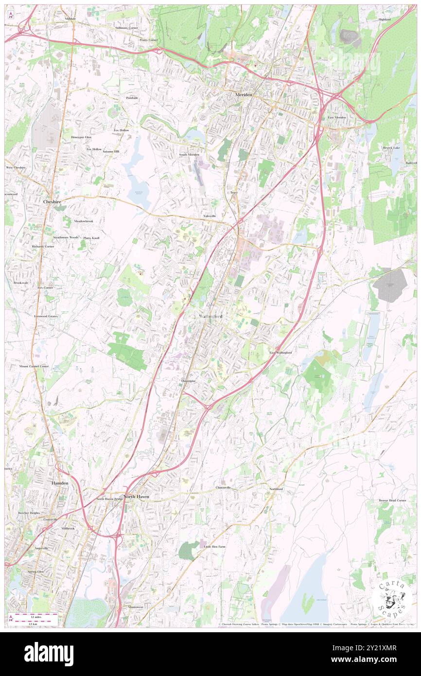 Wallingford, New Haven County, USA, Vereinigte Staaten, Connecticut, n 41 27' 25'', S 72 49' 23'', Karte, Cartascapes Map, veröffentlicht 2024. Erkunden Sie Cartascapes, eine Karte, die die vielfältigen Landschaften, Kulturen und Ökosysteme der Erde enthüllt. Reisen Sie durch Zeit und Raum und entdecken Sie die Verflechtungen der Vergangenheit, Gegenwart und Zukunft unseres Planeten. Stockfoto