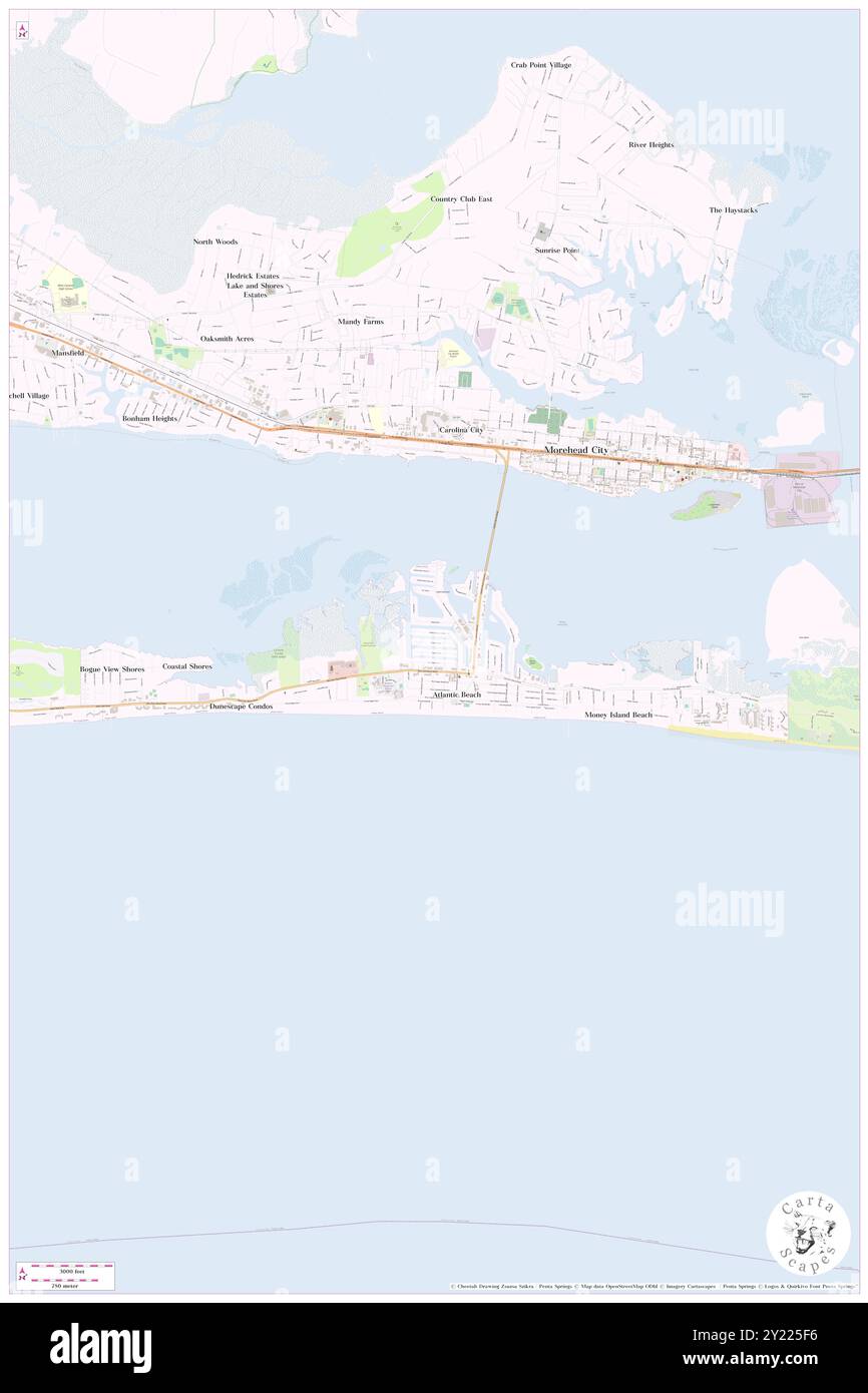 Atlantic Beach, Carteret County, USA, Vereinigte Staaten, North Carolina, n 34 41' 56''', S 76 44' 24'', Karte, Cartascapes Map, veröffentlicht 2024. Erkunden Sie Cartascapes, eine Karte, die die vielfältigen Landschaften, Kulturen und Ökosysteme der Erde enthüllt. Reisen Sie durch Zeit und Raum und entdecken Sie die Verflechtungen der Vergangenheit, Gegenwart und Zukunft unseres Planeten. Stockfoto