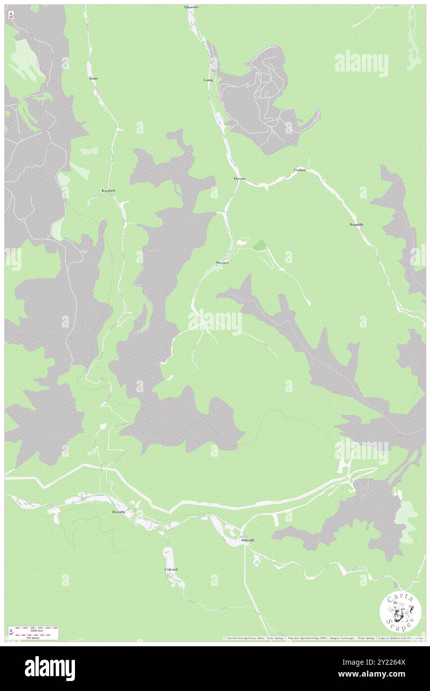 Vereinigte Staaten, Kanawha County, USA, West Virginia, n 37 59' 26'', S 81 25' 35'', Karte, Cartascapes Map, veröffentlicht 2024. Erkunden Sie Cartascapes, eine Karte, die die vielfältigen Landschaften, Kulturen und Ökosysteme der Erde enthüllt. Reisen Sie durch Zeit und Raum und entdecken Sie die Verflechtungen der Vergangenheit, Gegenwart und Zukunft unseres Planeten. Stockfoto