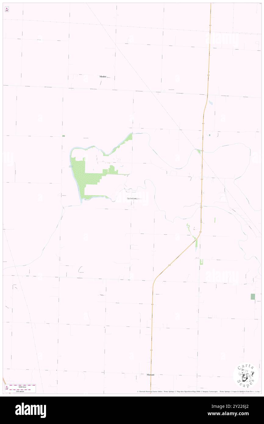 Galesburg, Jasper County, USA, USA, Missouri, n 37 16' 10''', S 94 30' 55'', Karte, Karte, Kartenausgabe 2024. Erkunden Sie Cartascapes, eine Karte, die die vielfältigen Landschaften, Kulturen und Ökosysteme der Erde enthüllt. Reisen Sie durch Zeit und Raum und entdecken Sie die Verflechtungen der Vergangenheit, Gegenwart und Zukunft unseres Planeten. Stockfoto