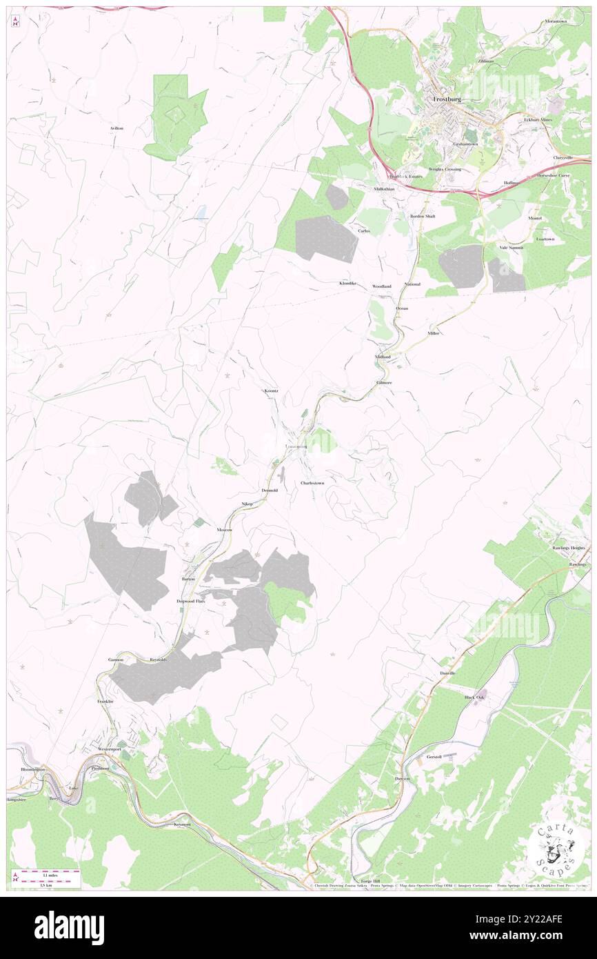 Lonaconing, Allegany County, USA, USA, Maryland, n 39 33' 57'', S 78 58' 49'', Karte, Cartascapes Map, veröffentlicht 2024. Erkunden Sie Cartascapes, eine Karte, die die vielfältigen Landschaften, Kulturen und Ökosysteme der Erde enthüllt. Reisen Sie durch Zeit und Raum und entdecken Sie die Verflechtungen der Vergangenheit, Gegenwart und Zukunft unseres Planeten. Stockfoto