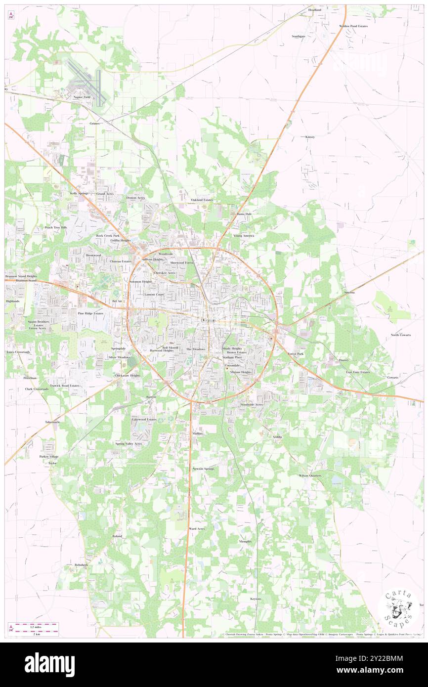 Dothan, Houston County, USA, USA, Alabama, n 31 13' 23'', S 85 23' 25'', Karte, Cartascapes Map, veröffentlicht 2024. Erkunden Sie Cartascapes, eine Karte, die die vielfältigen Landschaften, Kulturen und Ökosysteme der Erde enthüllt. Reisen Sie durch Zeit und Raum und entdecken Sie die Verflechtungen der Vergangenheit, Gegenwart und Zukunft unseres Planeten. Stockfoto