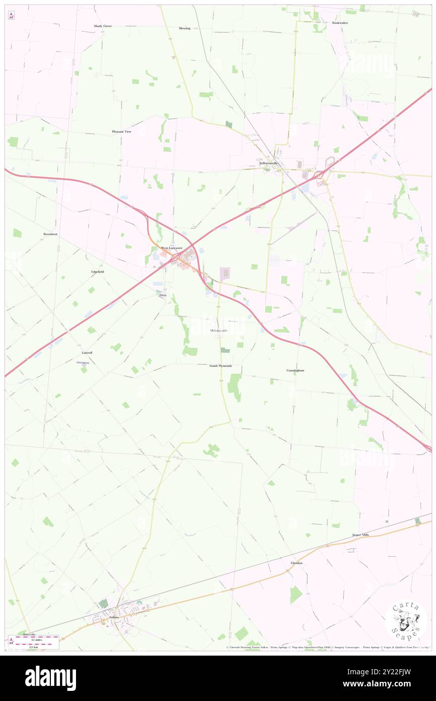 Milledgeville, Fayette County, USA, USA, Ohio, n 39 35' 34'', S 83 35' 14'', Karte, Cartascapes Map, veröffentlicht 2024. Erkunden Sie Cartascapes, eine Karte, die die vielfältigen Landschaften, Kulturen und Ökosysteme der Erde enthüllt. Reisen Sie durch Zeit und Raum und entdecken Sie die Verflechtungen der Vergangenheit, Gegenwart und Zukunft unseres Planeten. Stockfoto