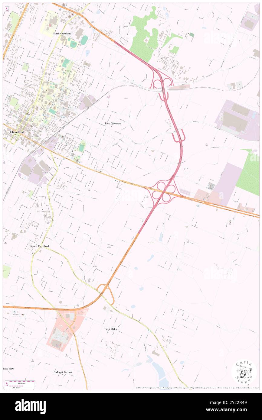 East Cleveland, Bradley County, USA, USA, Tennessee, n 35 9' 39''', S 84 51' 27'', Karte, Karte, Kartenausgabe 2024. Erkunden Sie Cartascapes, eine Karte, die die vielfältigen Landschaften, Kulturen und Ökosysteme der Erde enthüllt. Reisen Sie durch Zeit und Raum und entdecken Sie die Verflechtungen der Vergangenheit, Gegenwart und Zukunft unseres Planeten. Stockfoto