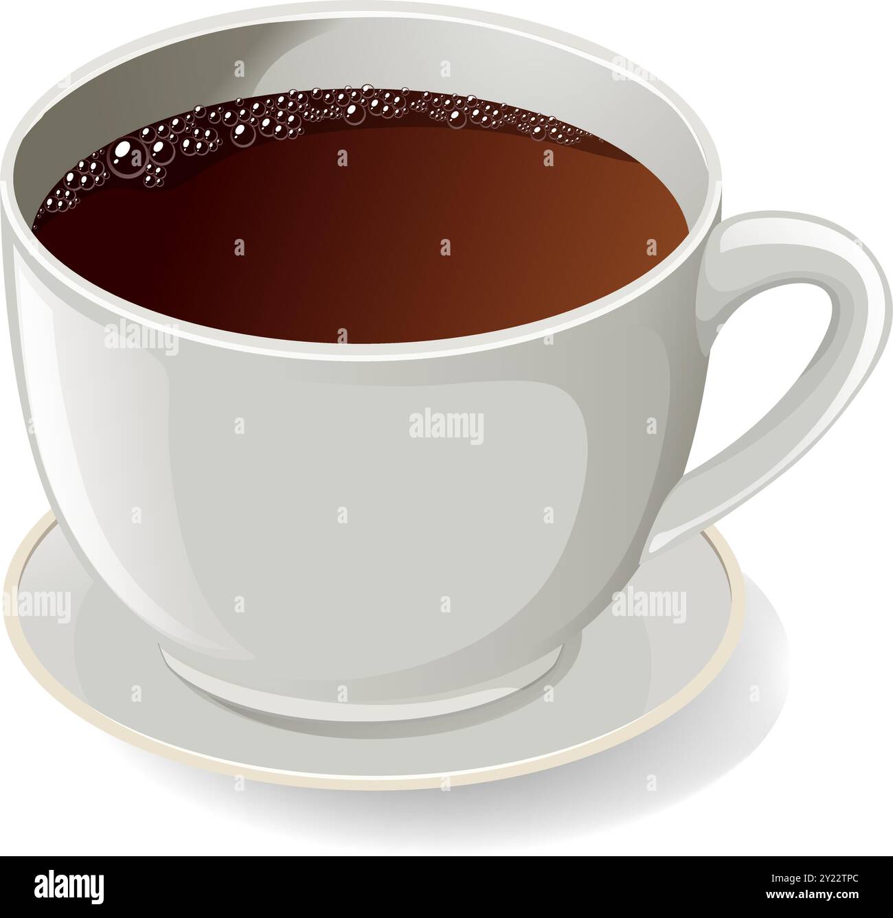 Eine weiße Tasse gefüllt mit Kaffee Stock Vektor