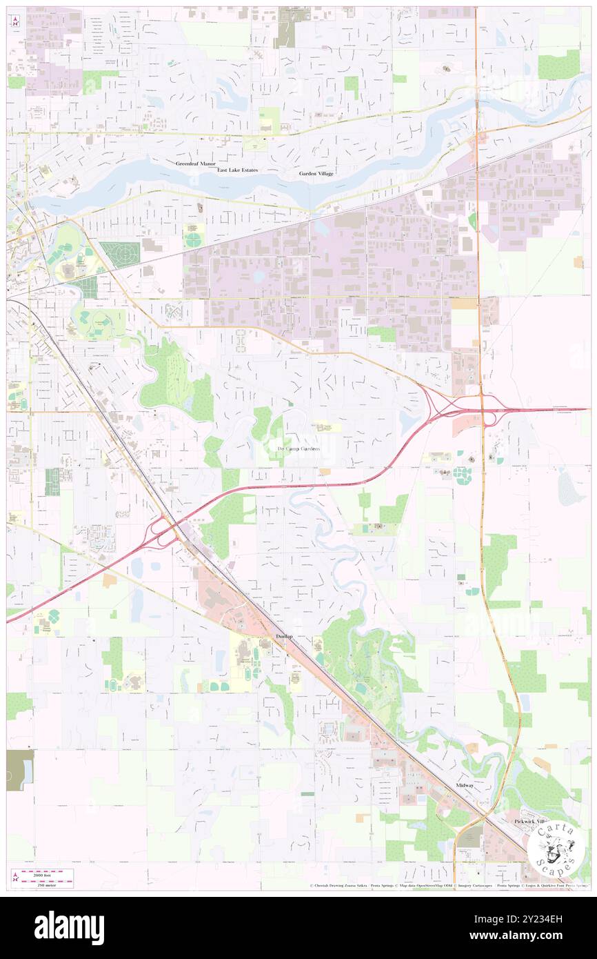 De Camp Gardens, Elkhart County, USA, USA, Indiana, n 41 39' 43''', S 85 55' 8'', Karte, Cartascapes Map, veröffentlicht 2024. Erkunden Sie Cartascapes, eine Karte, die die vielfältigen Landschaften, Kulturen und Ökosysteme der Erde enthüllt. Reisen Sie durch Zeit und Raum und entdecken Sie die Verflechtungen der Vergangenheit, Gegenwart und Zukunft unseres Planeten. Stockfoto