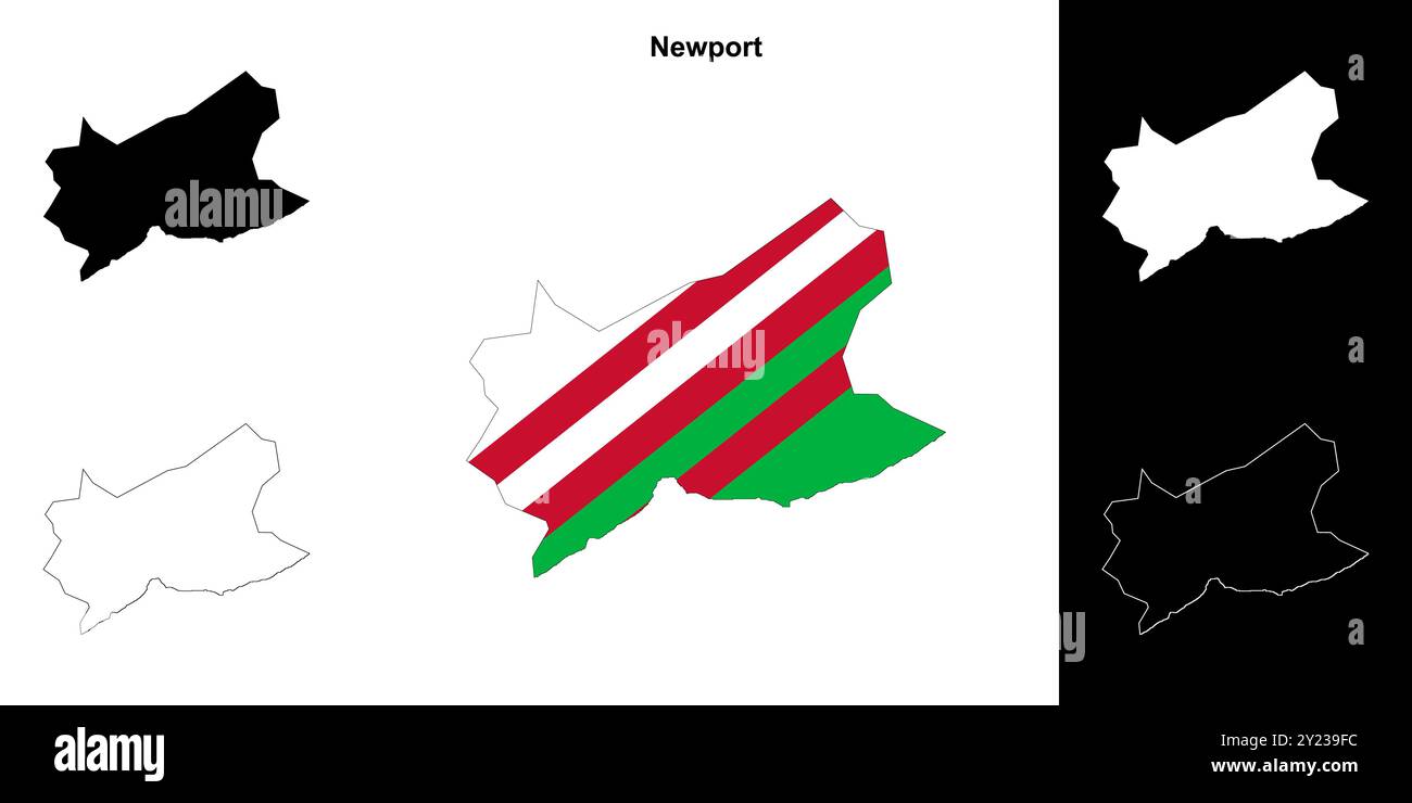 Newport leere Umrisszuordnung festgelegt Stock Vektor