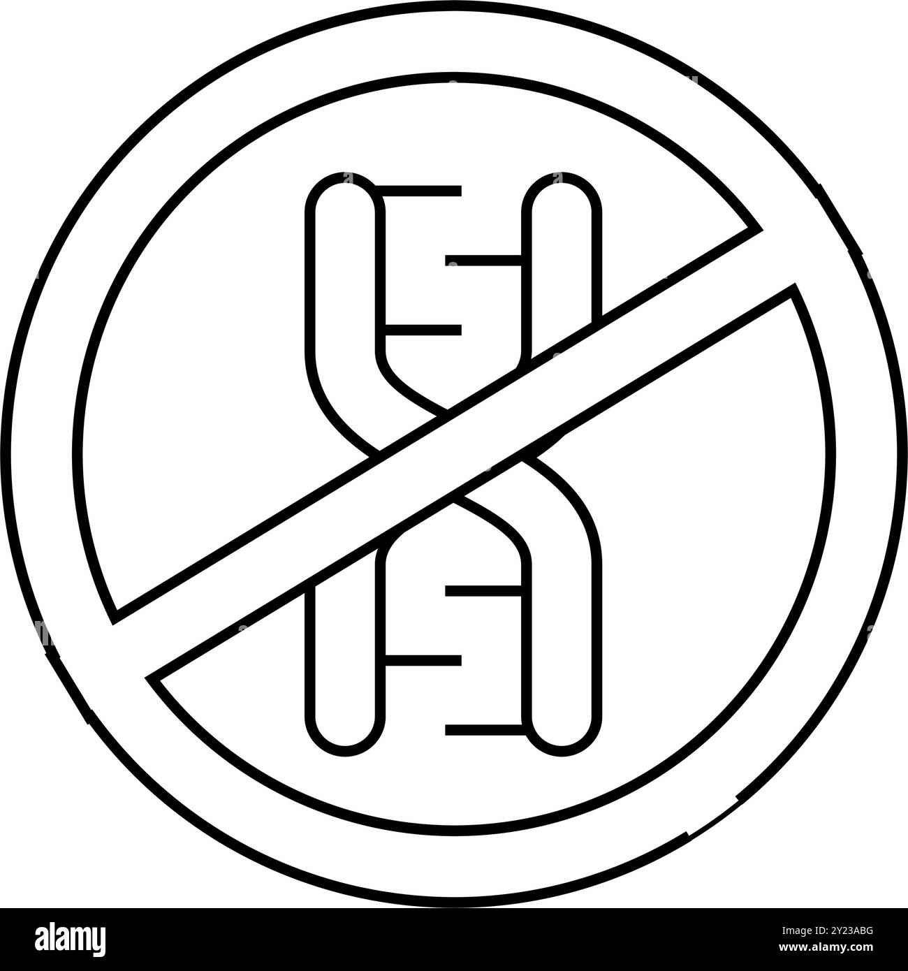 dna durchgestrichene Markierungslinie Symbol Vektor-Illustration Stock Vektor