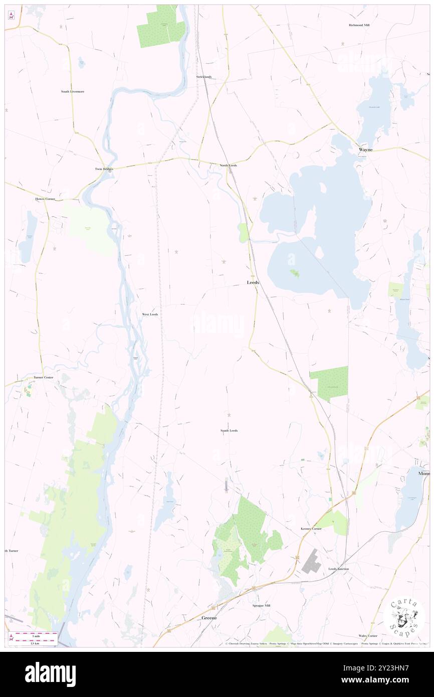 Leeds, Androscoggin County, USA, USA, Maine, n 44 18' 12'', S 70 7' 10'', Karte, Cartascapes Map, veröffentlicht 2024. Erkunden Sie Cartascapes, eine Karte, die die vielfältigen Landschaften, Kulturen und Ökosysteme der Erde enthüllt. Reisen Sie durch Zeit und Raum und entdecken Sie die Verflechtungen der Vergangenheit, Gegenwart und Zukunft unseres Planeten. Stockfoto