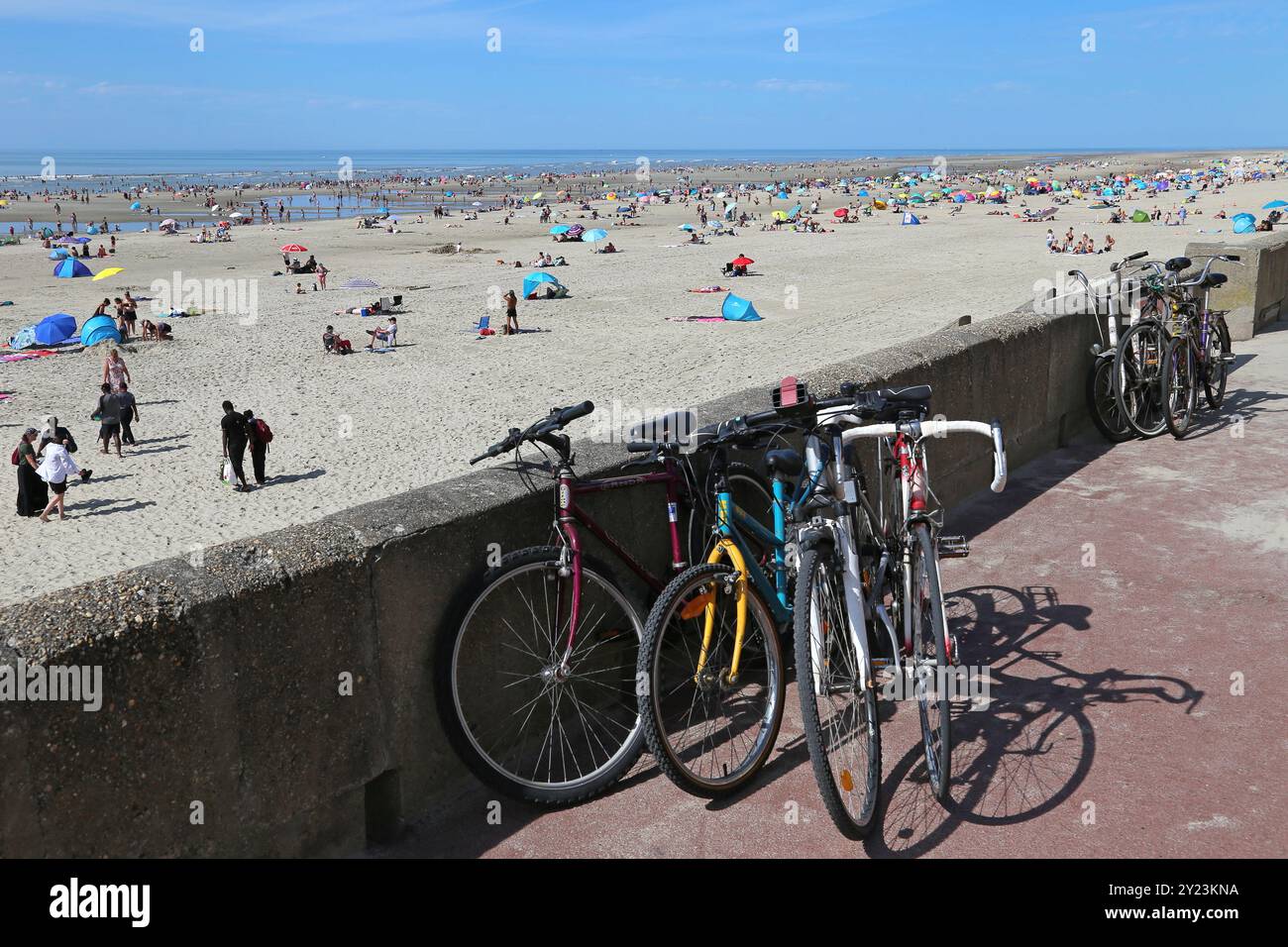 Esplanade, Fort Mahon Plage, Côte Picarde, Somme, Hauts de France, La Manche, Frankreich, Europa Stockfoto