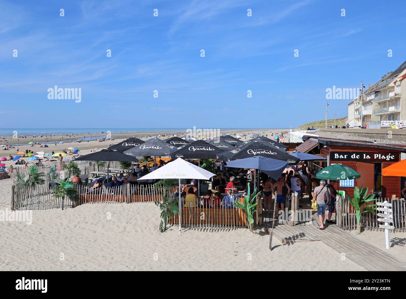 Bar de la Plage, Esplanade, Fort Mahon Plage, Côte Picarde, Somme, Hauts de France, La Manche, Frankreich, Europa Stockfoto