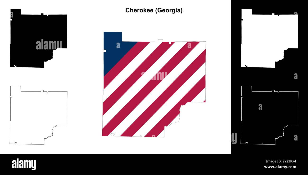 Cherokee County (Georgia) Umrisskarten Set Stock Vektor