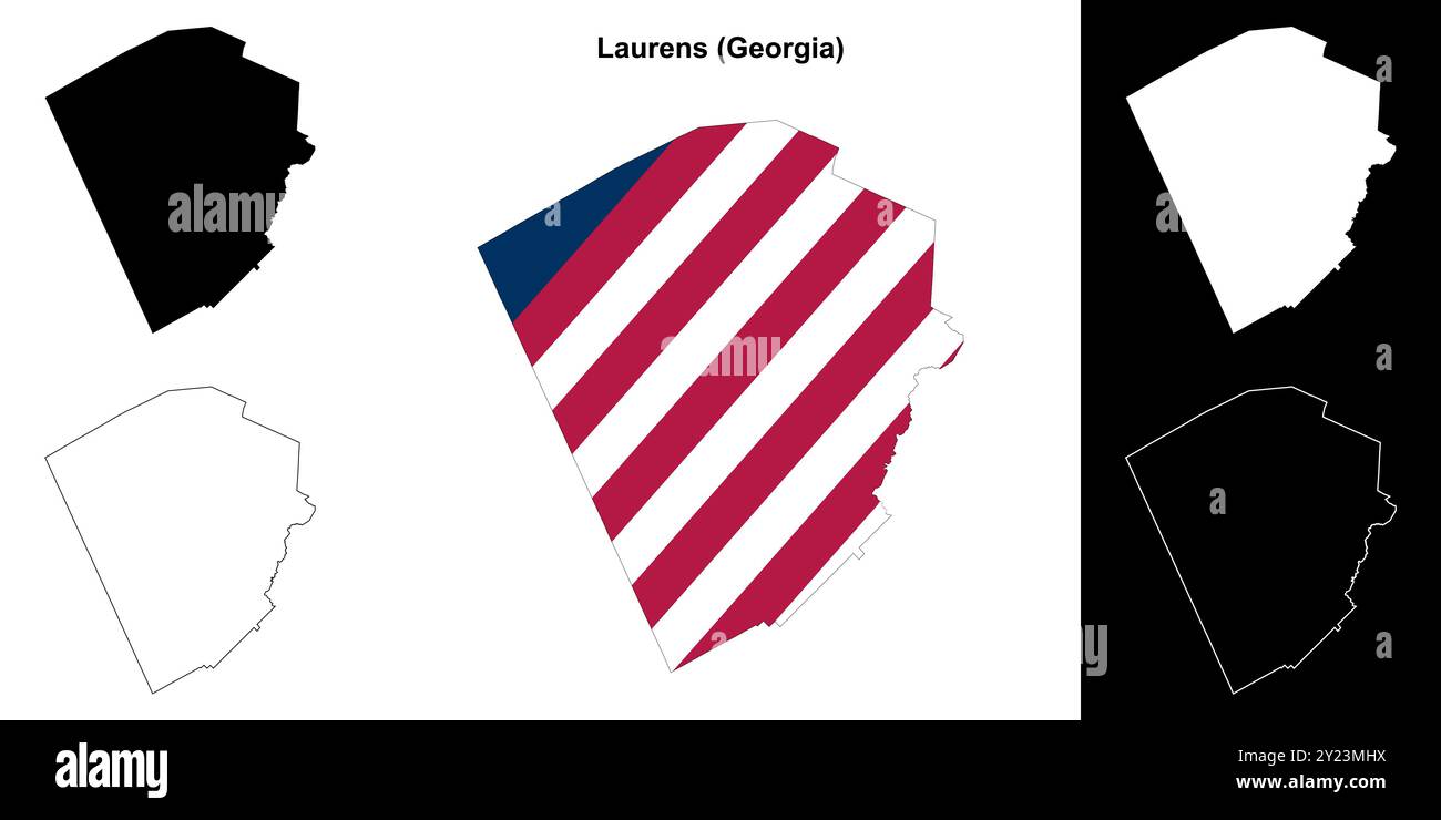 Laurens County (Georgia) Umrisskarten Set Stock Vektor