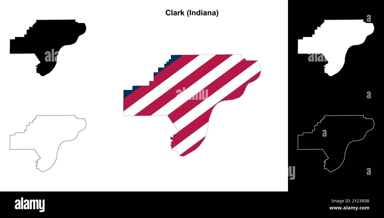 Clark County (Indiana) Umrisskarten Set Stock Vektor