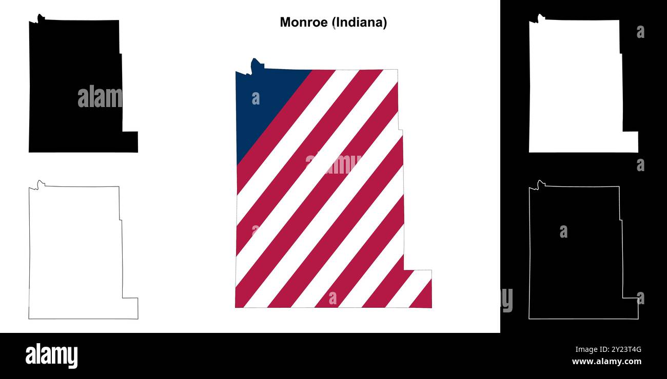 Monroe County (Indiana) Umrisskarten Set Stock Vektor