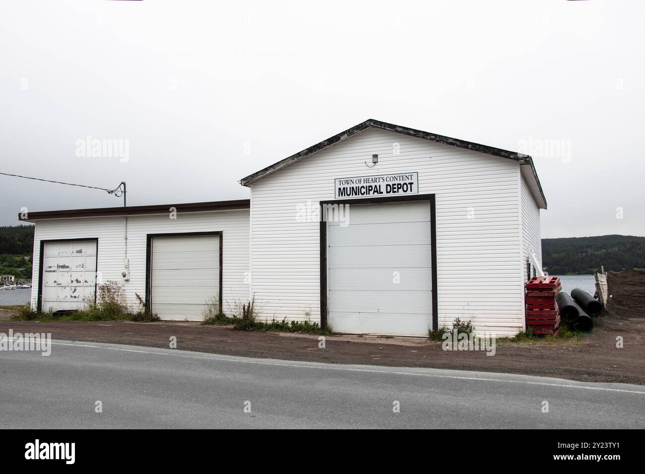 Kommunales Depot auf NL 80 in Heart's Content, Neufundland & Labrador, Kanada Stockfoto