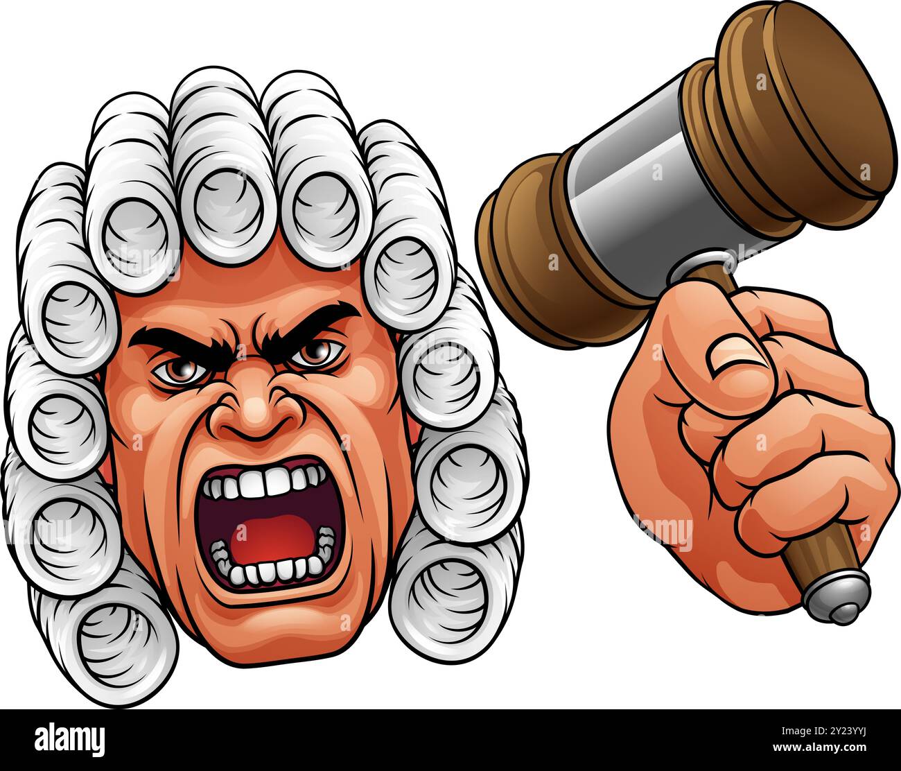 Der Wütende Richter Hammer Gavel Cartoon Charakter Stock Vektor
