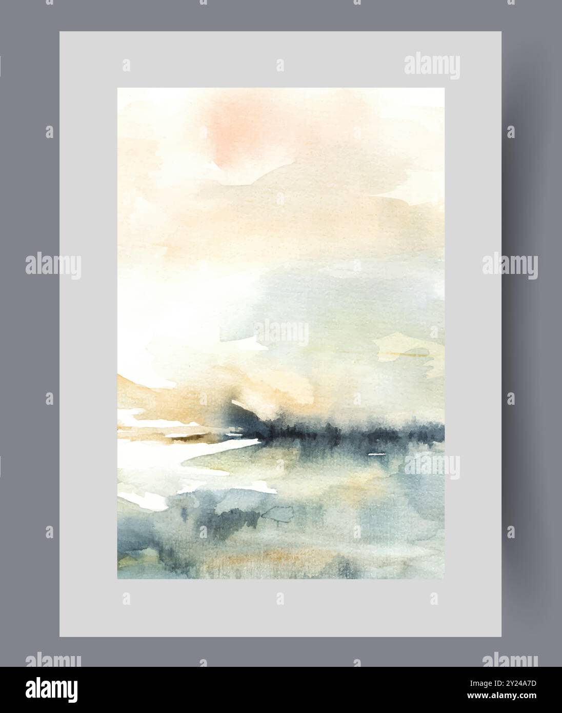 Morgenlandschaft mit sonnigem Himmel über einem ruhigen, ruhigen See auf dem Gebiet des Naturparks Stock Vektor