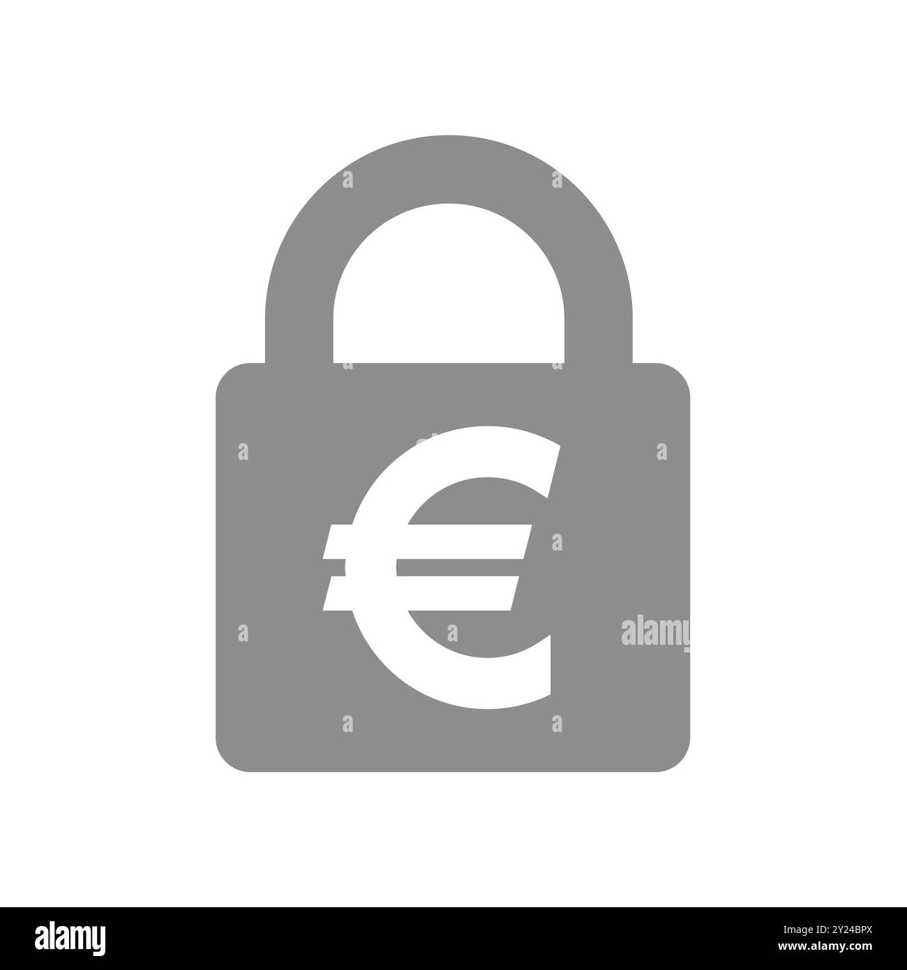 Vorhängeschloss und Euro-Symbol-Vektorsymbol. Passwort, sicheres und sicheres Geld und Banking. Stock Vektor