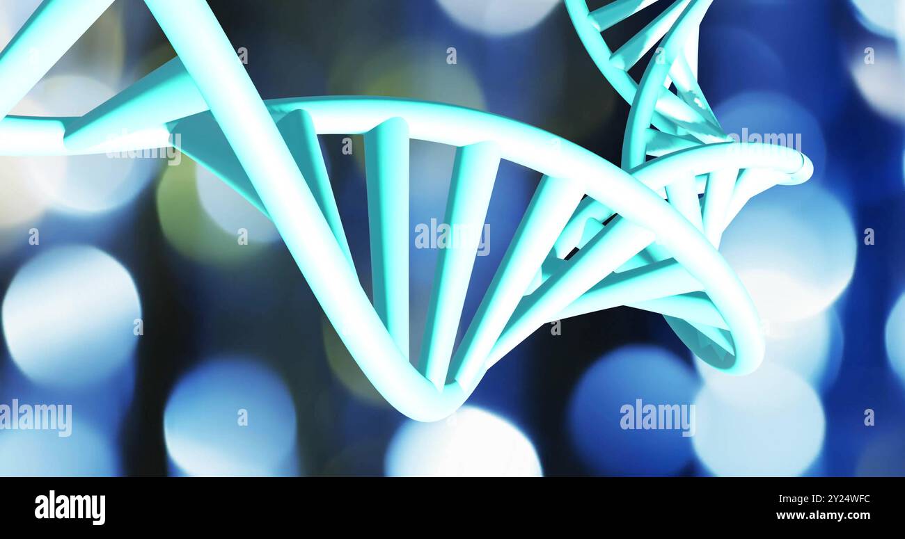 DNA-Stränge-Bild über unscharfem Licht Hintergrund Stockfoto