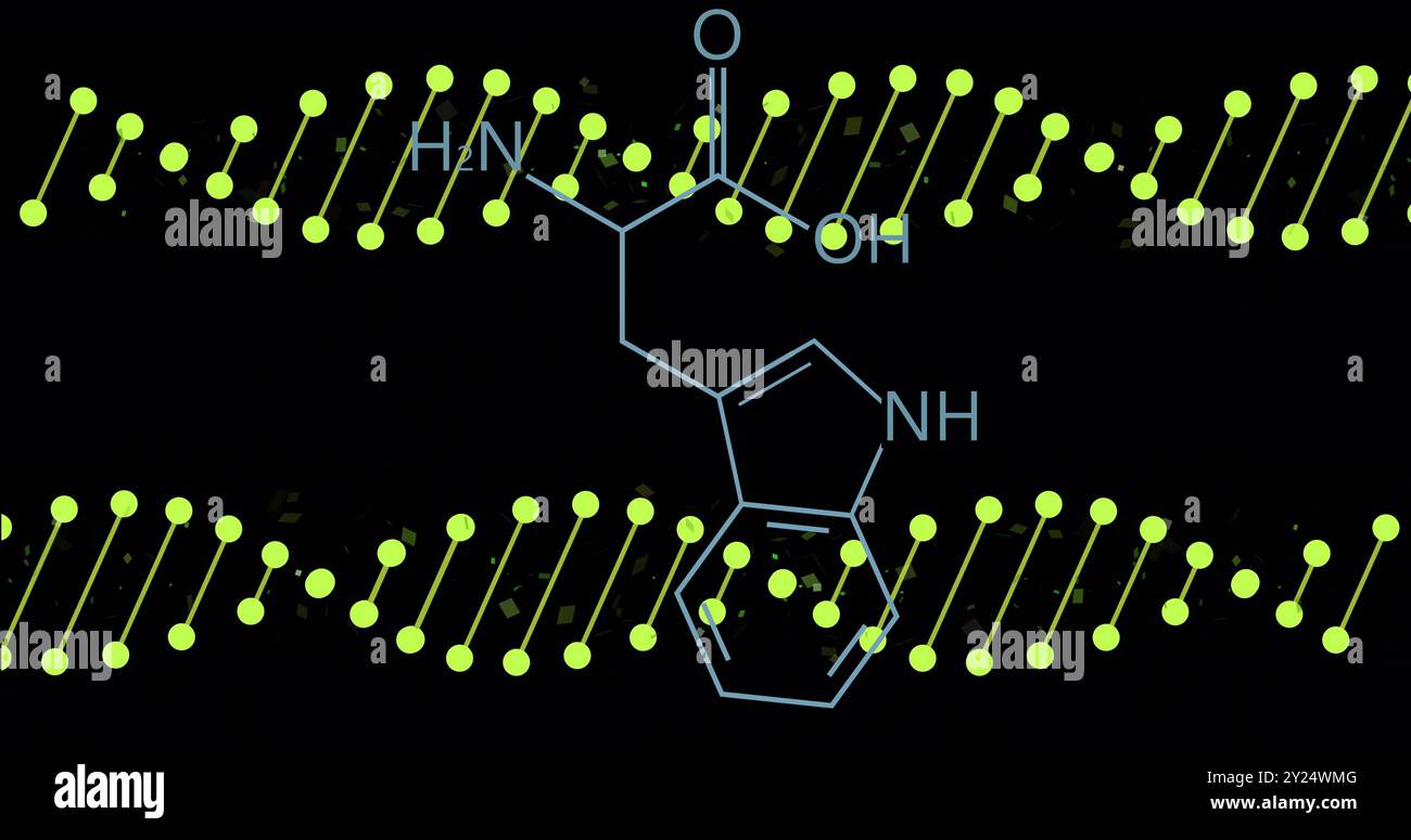 Chemische Struktur und DNA-Stränge, molekularbiologisches Bild Stockfoto
