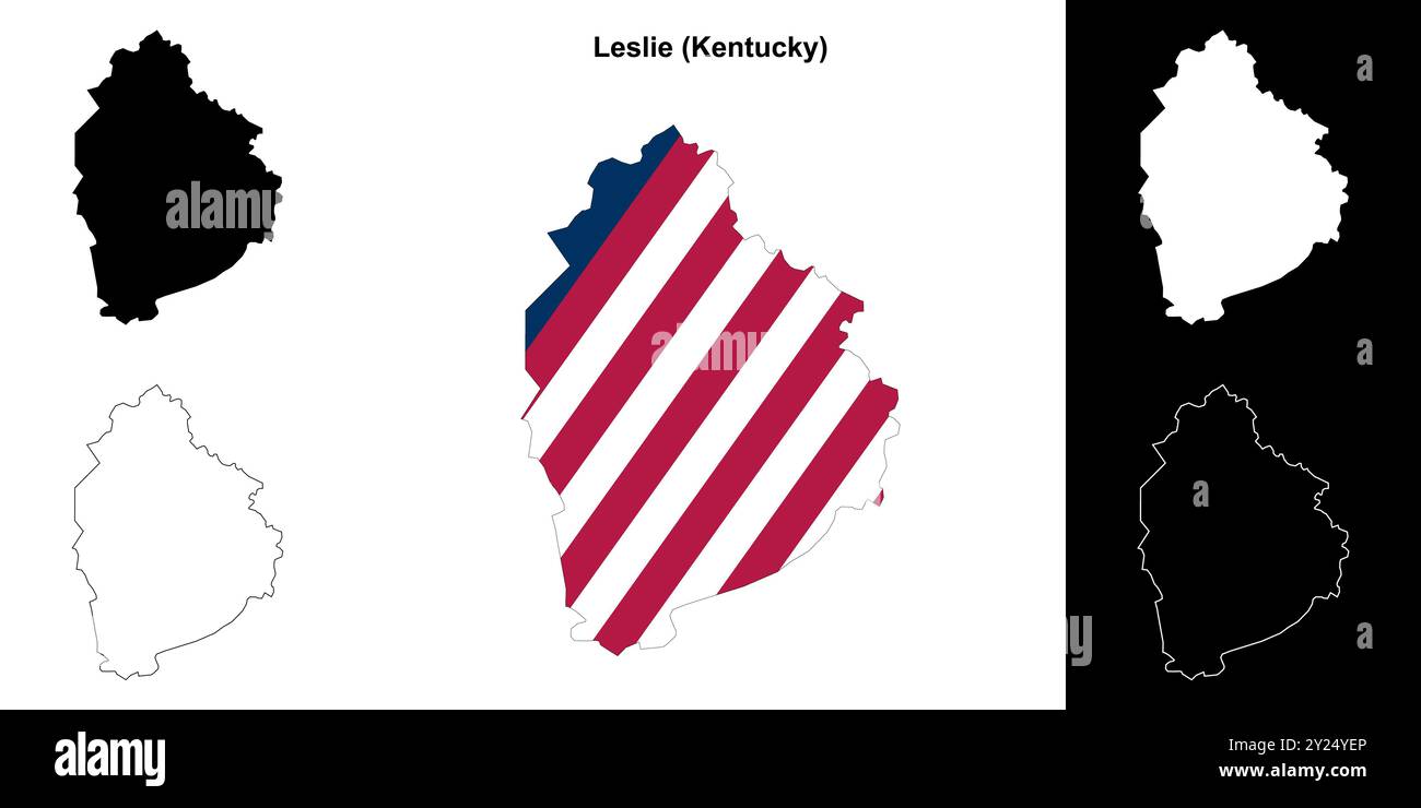 Leslie County (Kentucky) Umrisskarten Set Stock Vektor