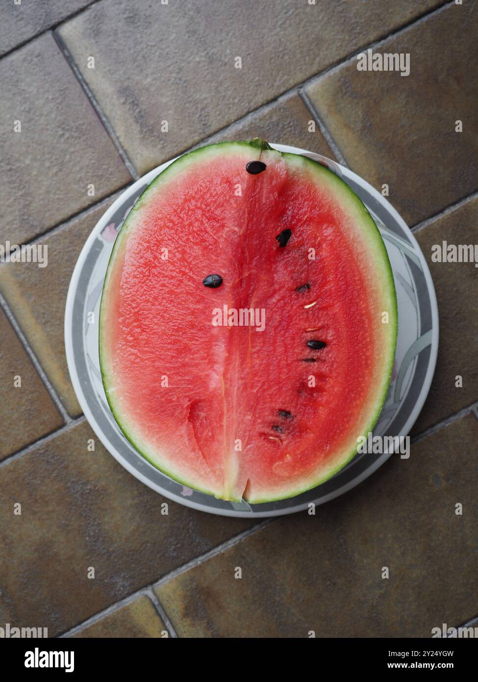 Grüne Wassermelone wissenschaftlicher Name Citrullus lanatus vegetarisches Obst Essen Stockfoto
