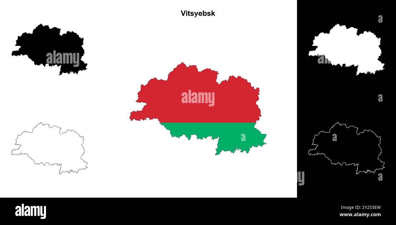 Vitsyebsk Region Umrisskarte Set Stock Vektor
