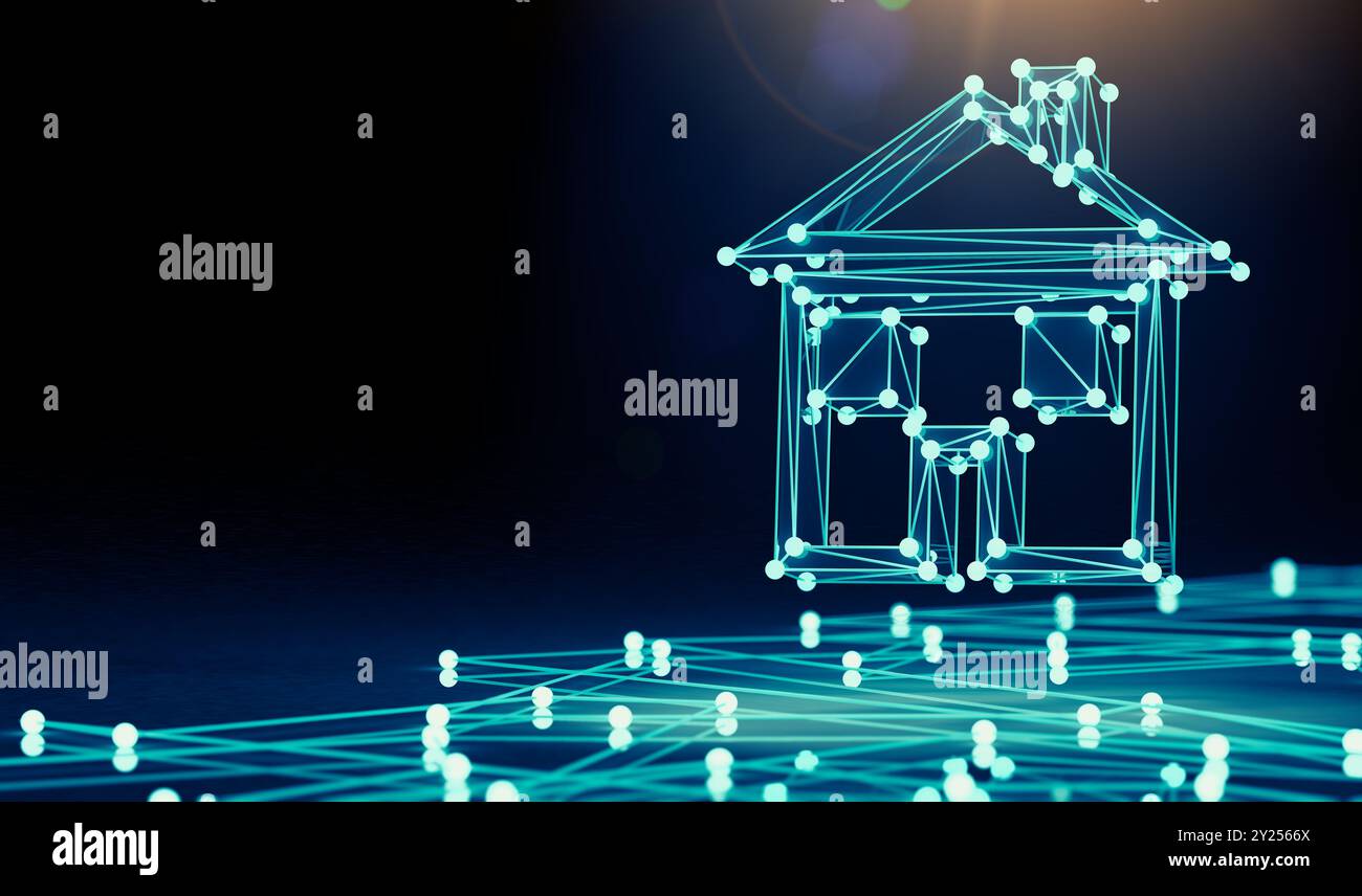 Immobilien und Technologie.Investitionen und Internetgeschäft.Intelligente Gebäude und Netz. Stockfoto