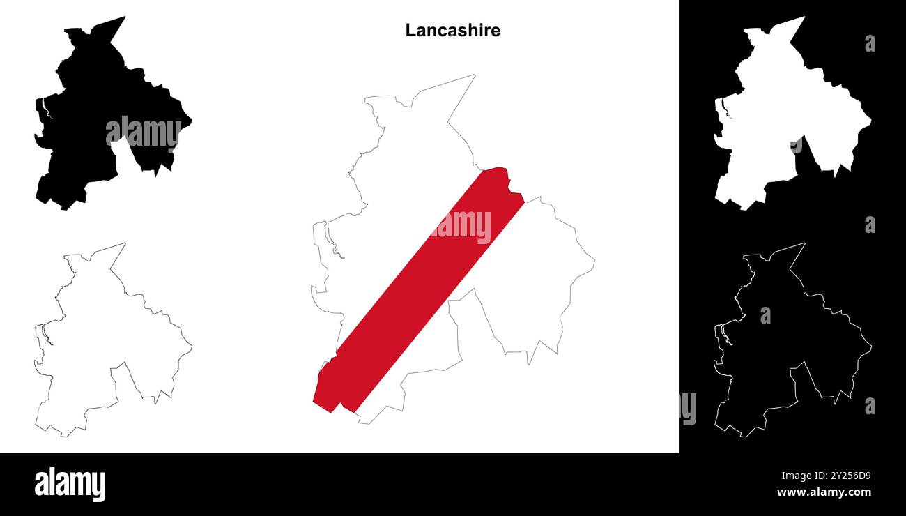 Lancashire leere Umrisskarte festgelegt Stock Vektor