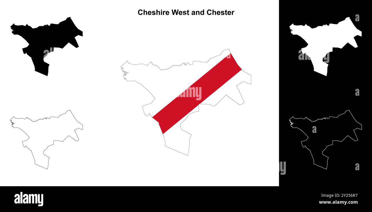 Cheshire West und Chester: Leere Umrisskarte Stock Vektor