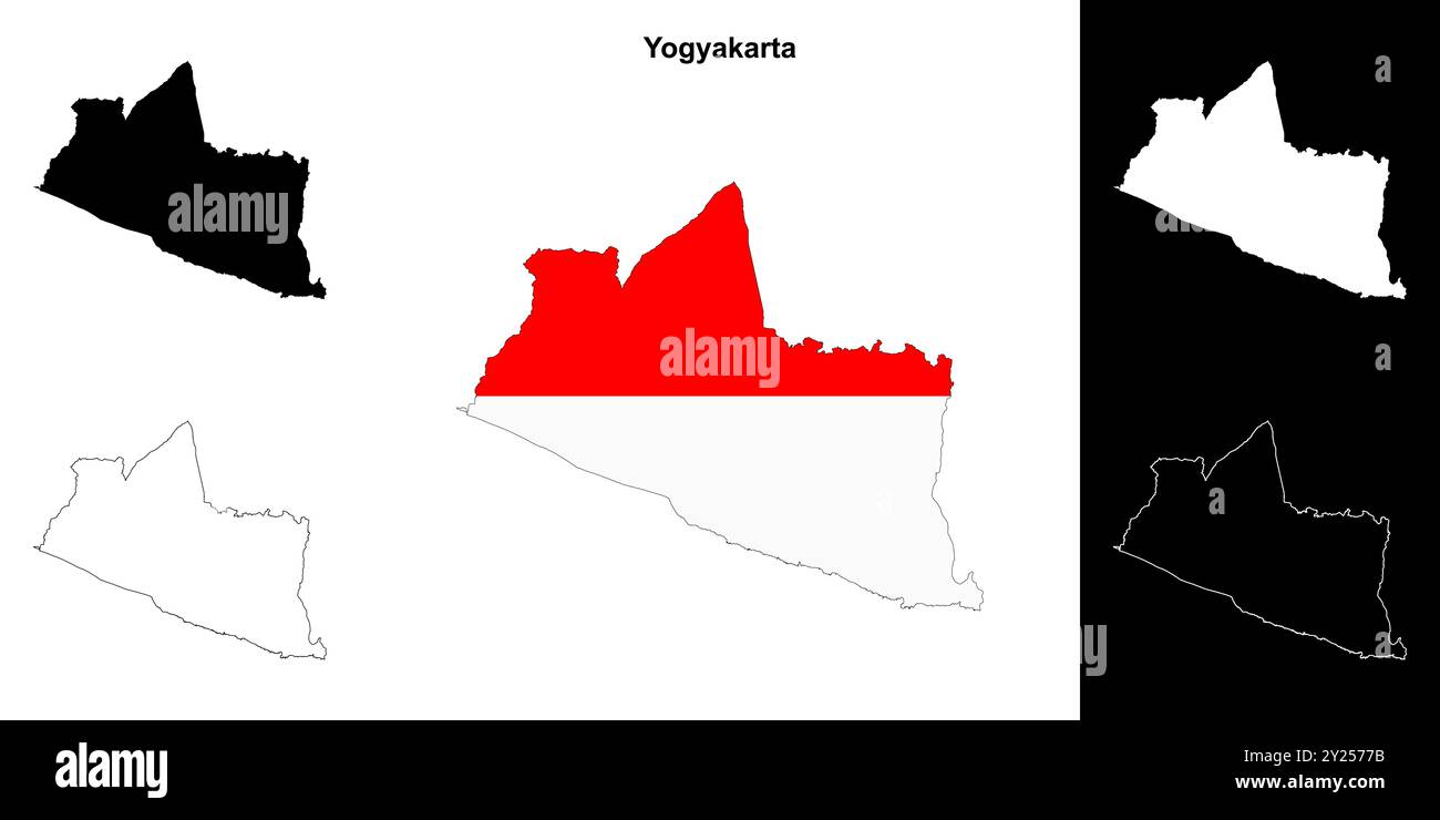 Provinz Yogyakarta Umrisskarten Set Stock Vektor