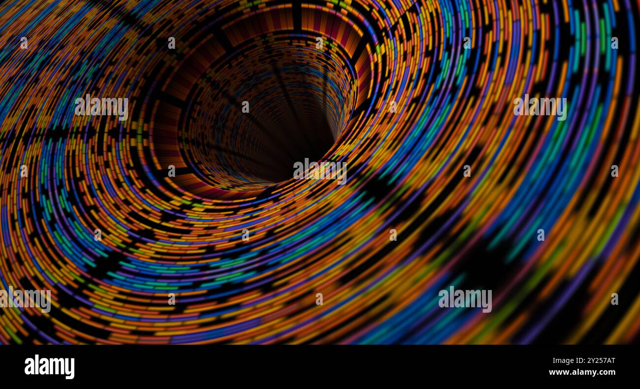 Hintergrundbild mit Muster des technischen Konzepts und Big Data structure.Net und Quellcode.Color Tunnel. Stockfoto