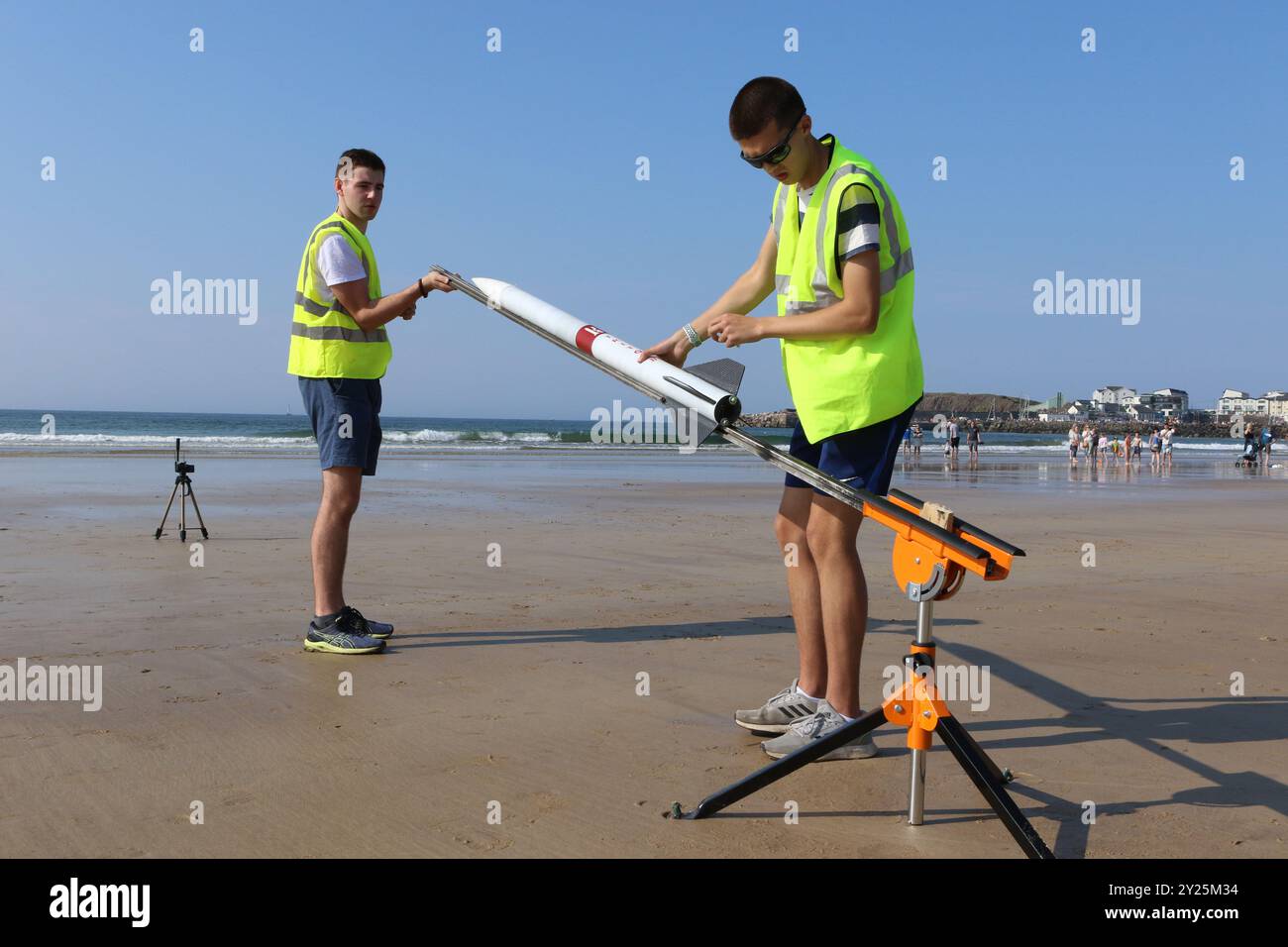 Ulster Rocketry bereitet sich darauf vor, ihre Rakete Triton II auf der NI International Airshow Portrush zu starten Stockfoto