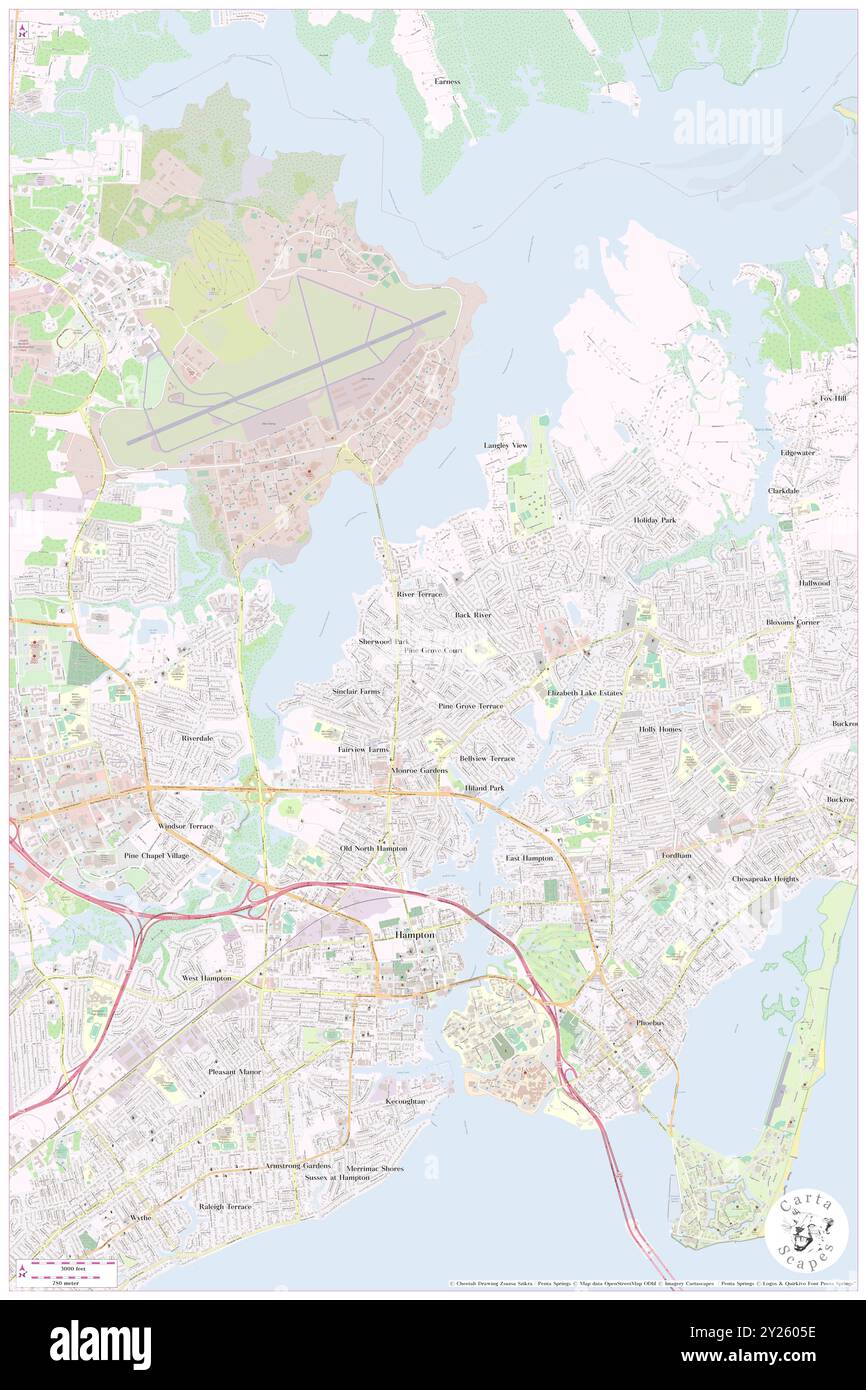 Pine Grove Court, City of Hampton, USA, USA, Virginia, n 37 3' 25''', S 76 20' 34'', Karte, Karte, Kartenausgabe 2024. Erkunden Sie Cartascapes, eine Karte, die die vielfältigen Landschaften, Kulturen und Ökosysteme der Erde enthüllt. Reisen Sie durch Zeit und Raum und entdecken Sie die Verflechtungen der Vergangenheit, Gegenwart und Zukunft unseres Planeten. Stockfoto